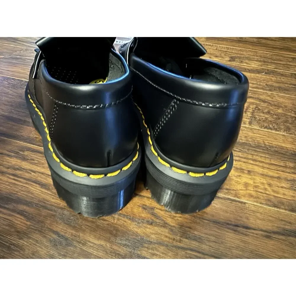 Dr. Martens Adrian Quad Black Platform Loafers Women's 5 Tassel Leather